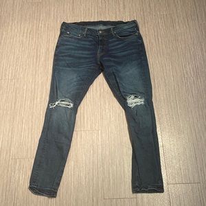 Men’s 36X32 Abercrombie and Fitch Super Skinny Blue Ripped Jeans